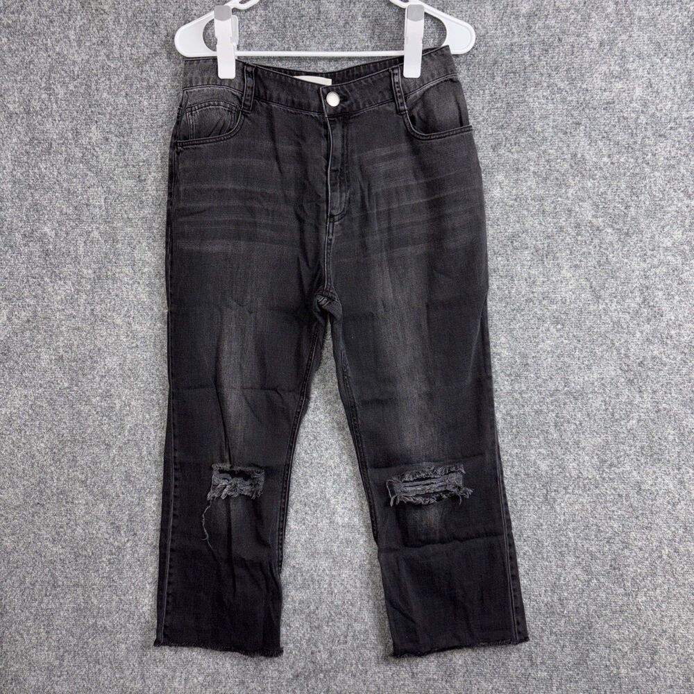 Cloth & Stone Jeans Womens Size 28 Black Crop Distress